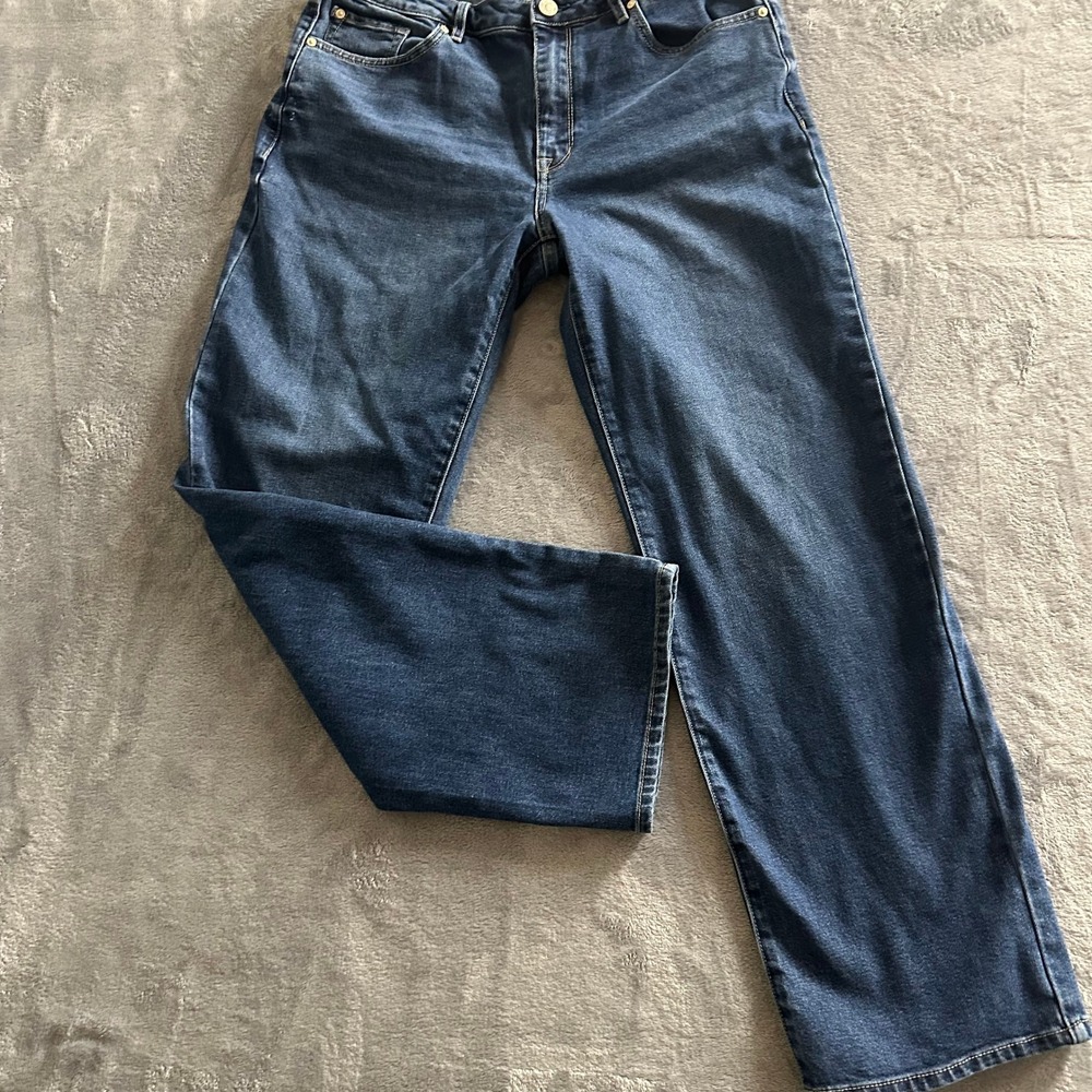 Seven7 Premium Loose Straight Leg Jeans High-Rise Blue Denim Women's Size 10